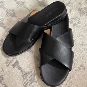 Madewell Black Cross Slide Sandals, size 9
